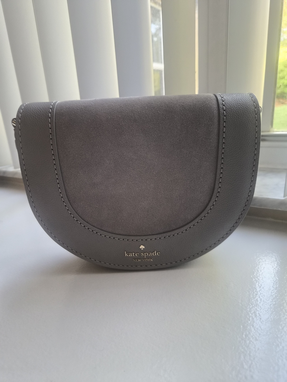 kate spade Gray Suede & Leather Saddle Crossbody